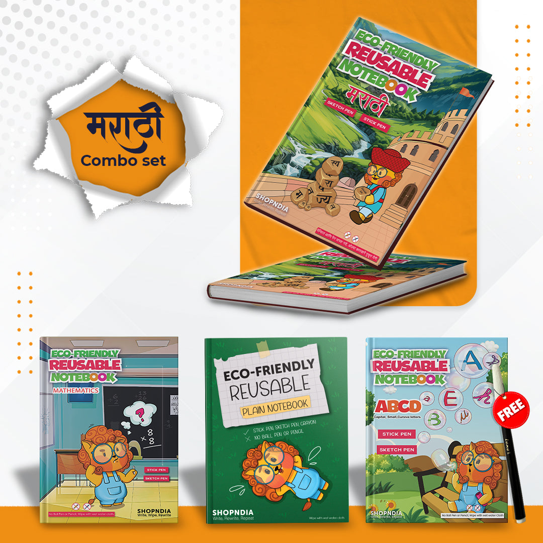 Marathi Combo Eco Friendly Reusable Notebooks for Handwriting & Learning Skills Improvement