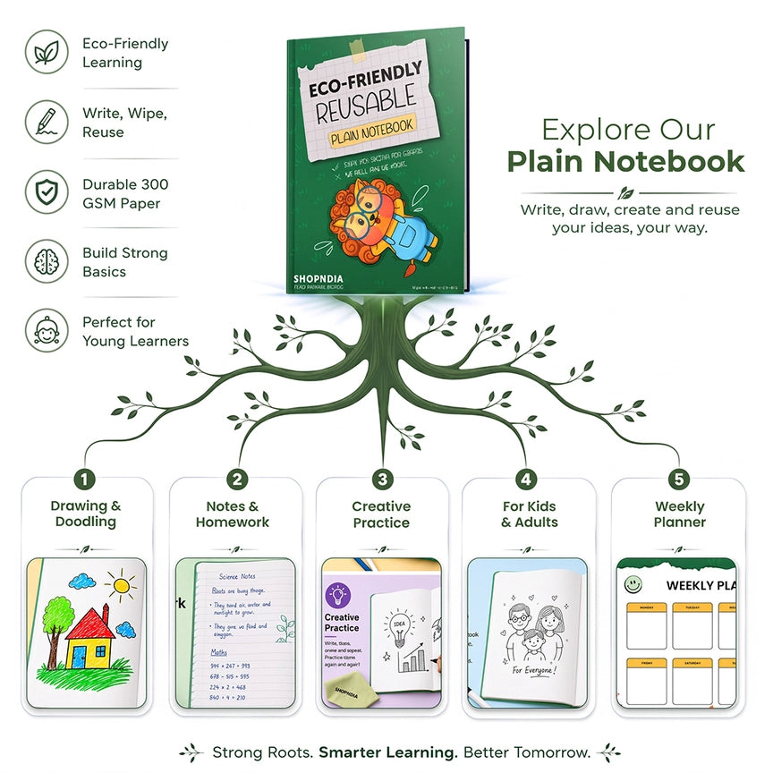 Shopndia Reusable T Shirt , Draw - Wash & Reuse (With FREE Reusable Notebook + Magic 6 Pens)