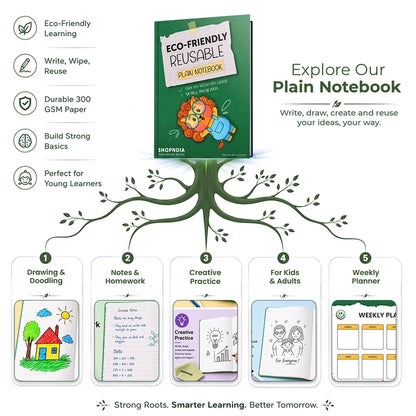 Shopndia Reusable T Shirt , Draw - Wash & Reuse (With FREE Reusable Notebook + Magic 6 Pens)