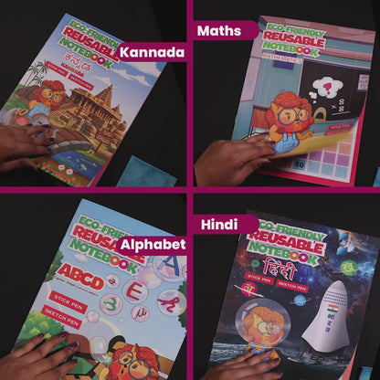 Kannada Combo Eco Friendly Reusable Notebooks for Handwriting & Learning Skills Improvement