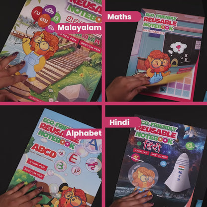 Malayalam Combo Eco Friendly Reusable Notebooks for Handwriting & Learning Skills Improvement