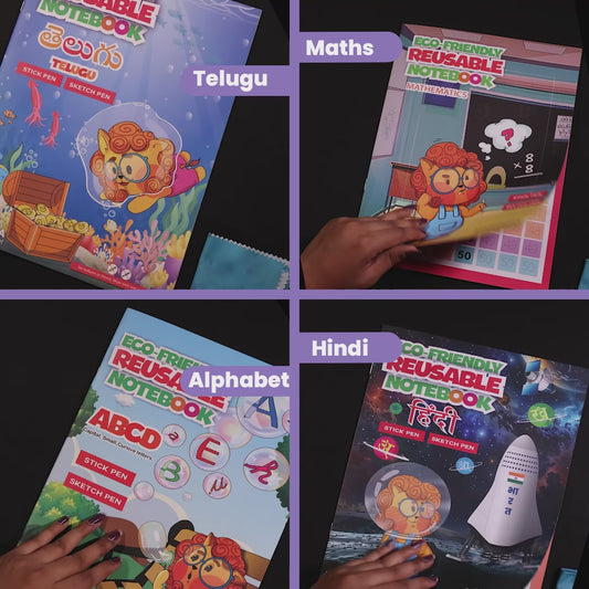 Telugu Combo Eco Friendly Reusable Notebooks for Handwriting & Learning Skills Improvement