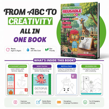 Shopndia's Eco-Friendly Reusable Sketch and Learn Book ( Limited Time Offer)