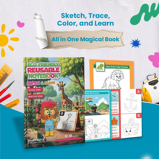 Shopndia's Eco-Friendly Reusable Sketch and Learn Book ( Limited Time Offer)