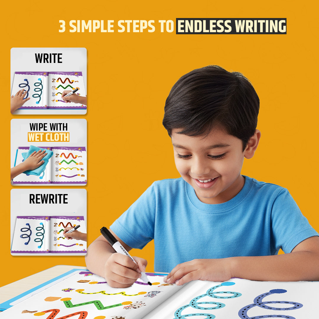 Tracing Line Book Combo Set – Learn, Draw & Reuse! Teachers Recommended!