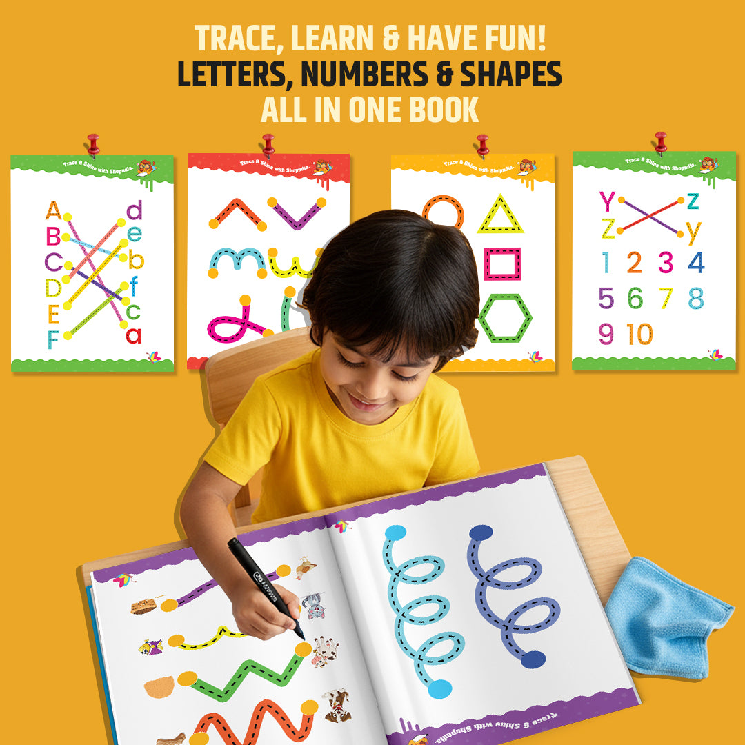 Tracing Line Book Combo Set – Learn, Draw & Reuse! Teachers Recommended!