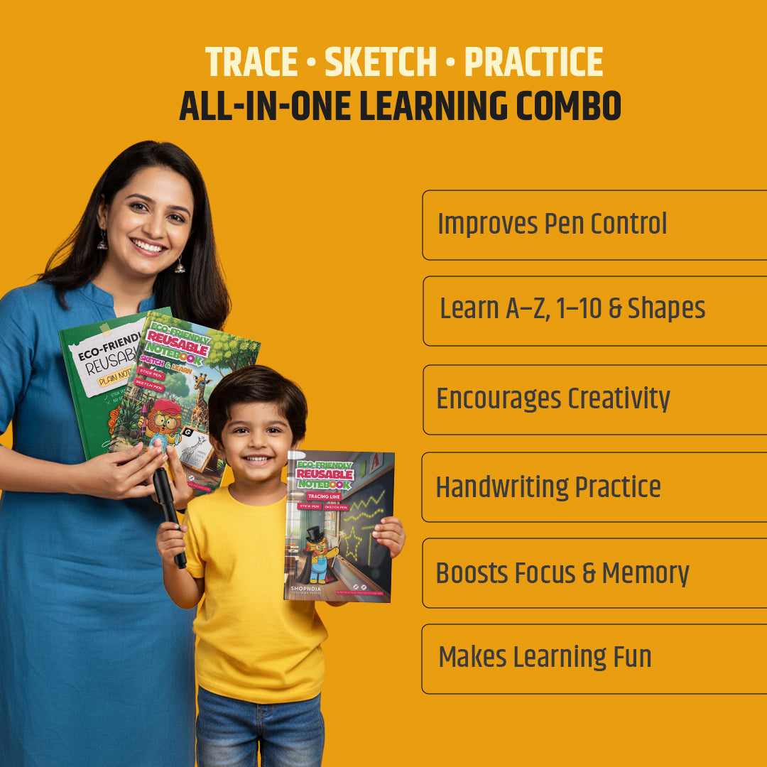 Tracing Line Book Combo Set – Learn, Draw & Reuse! Teachers Recommended!