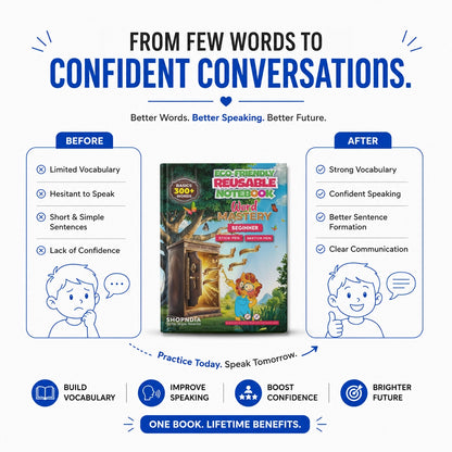 Word Mastery Beginner – Eco-Friendly Reusable Book to Master 300+ Basic English Words